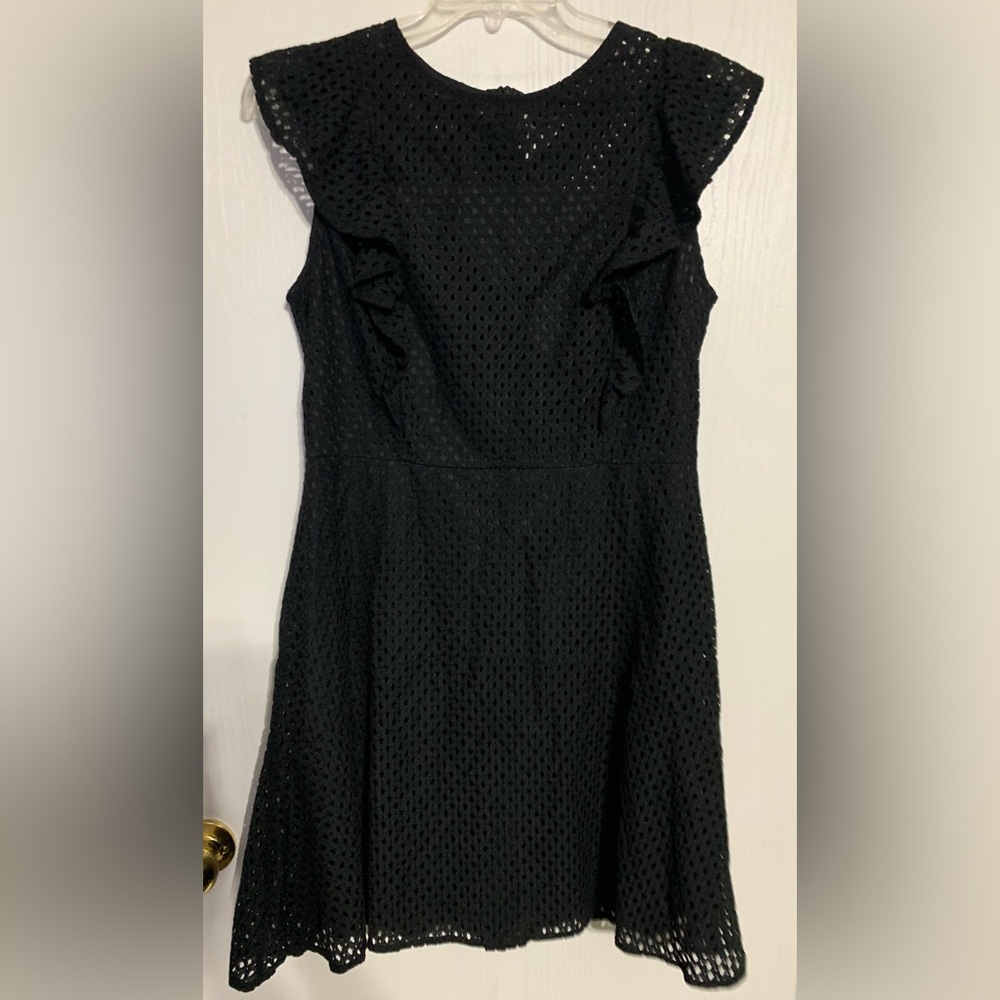 MSLG black lace ruffle dress NWT